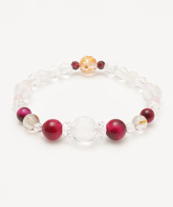 Dragon & Phoenix Engraved Crystal x  Rose Tiger Eye Bracelet