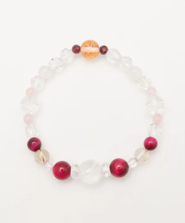 Dragon & Phoenix Engraved Crystal x  Rose Tiger Eye Bracelet