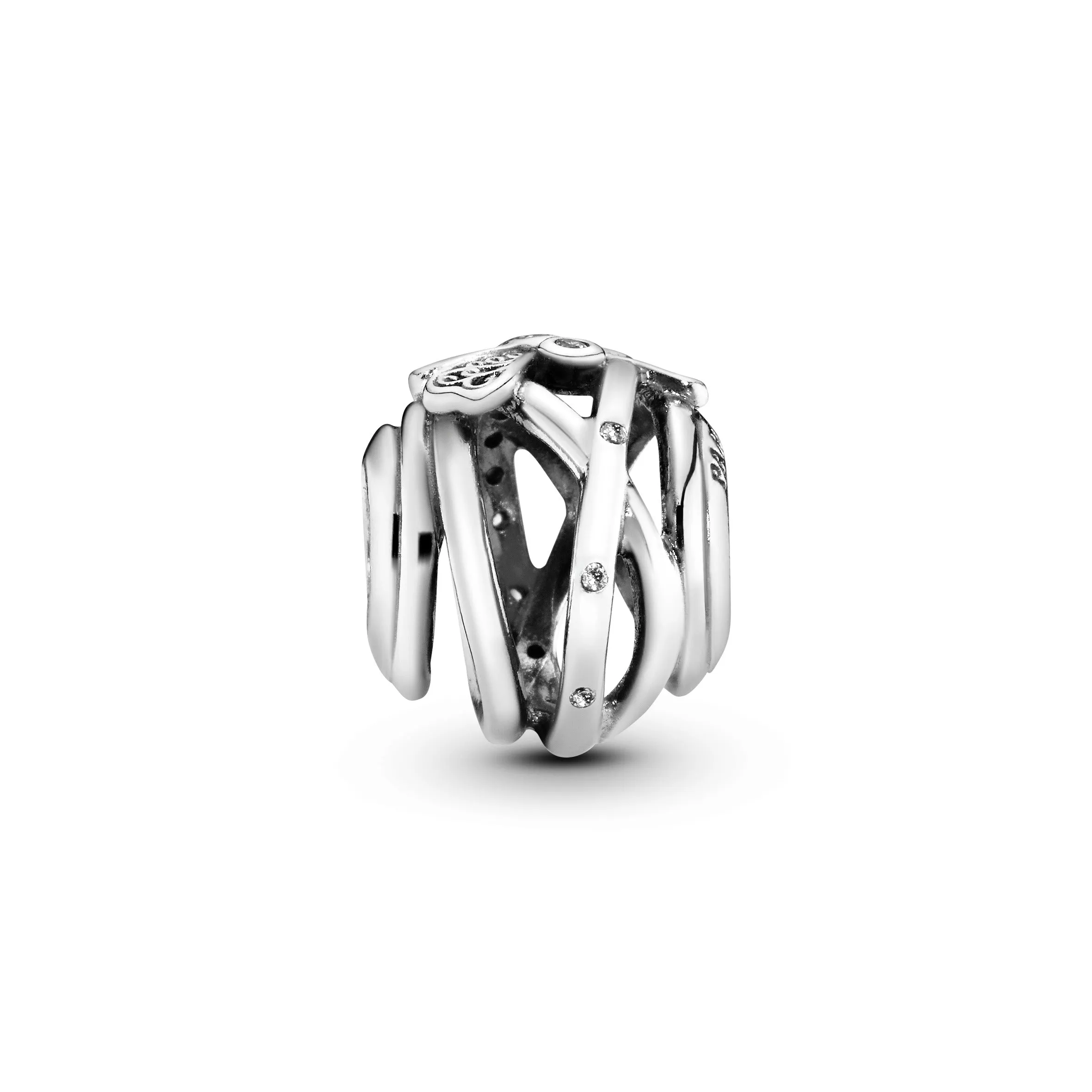 Dragonfly silver charm with clear cubic zirconia