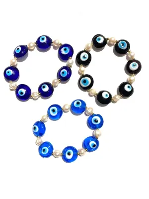 E-HC DESIGNS- Evil Eye Pearl Bracelet