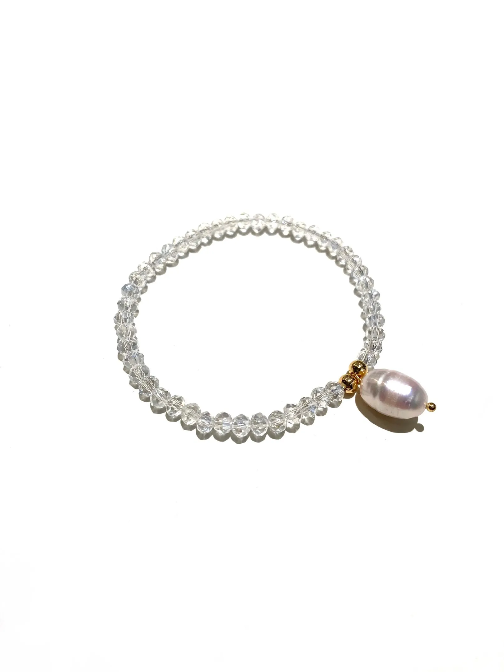 E-HC DESIGNS- Pearl Pendant with Crystals Elastic Bracelets (More colors available)