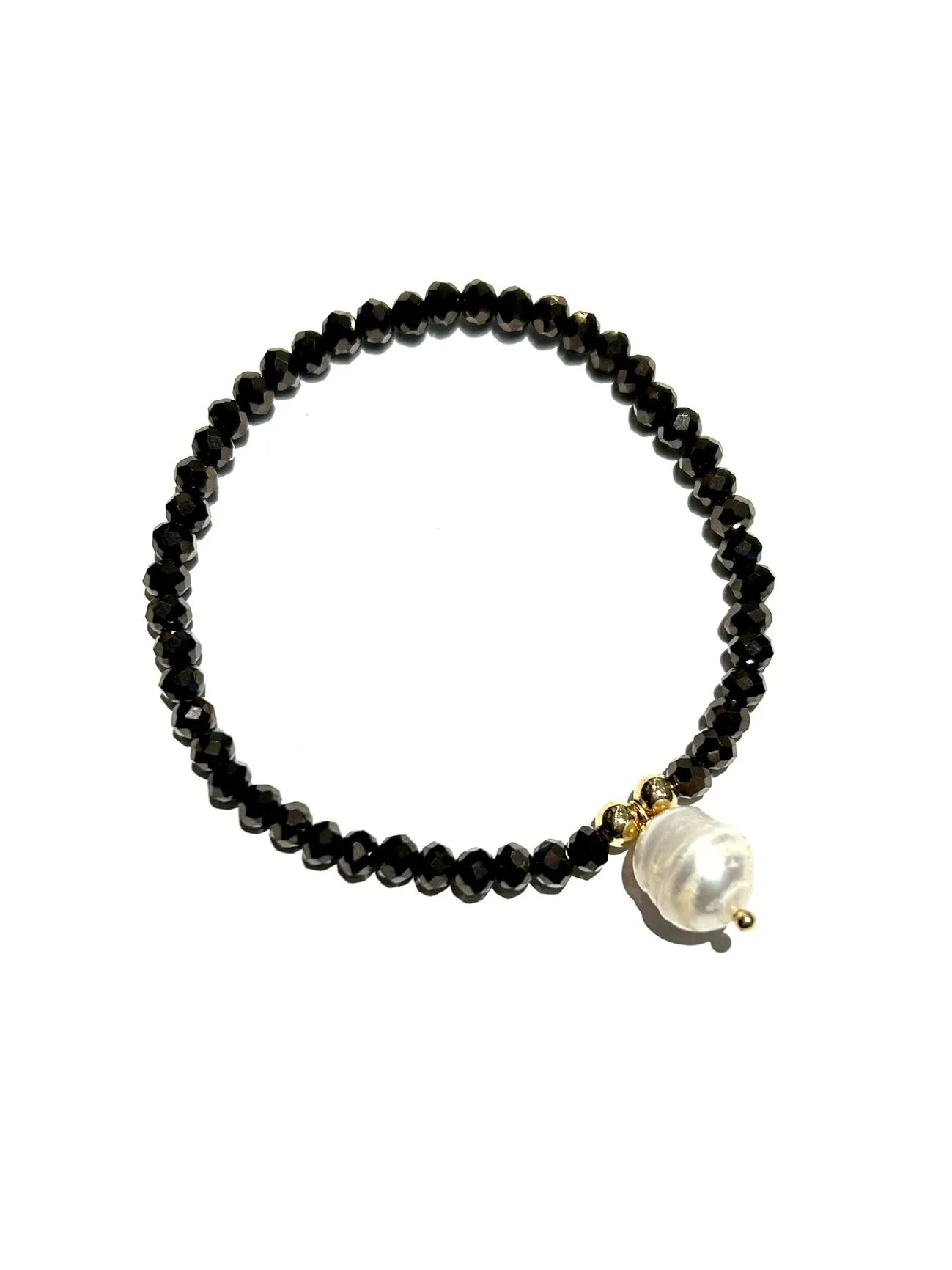 E-HC DESIGNS- Pearl Pendant with Crystals Elastic Bracelets (More colors available)