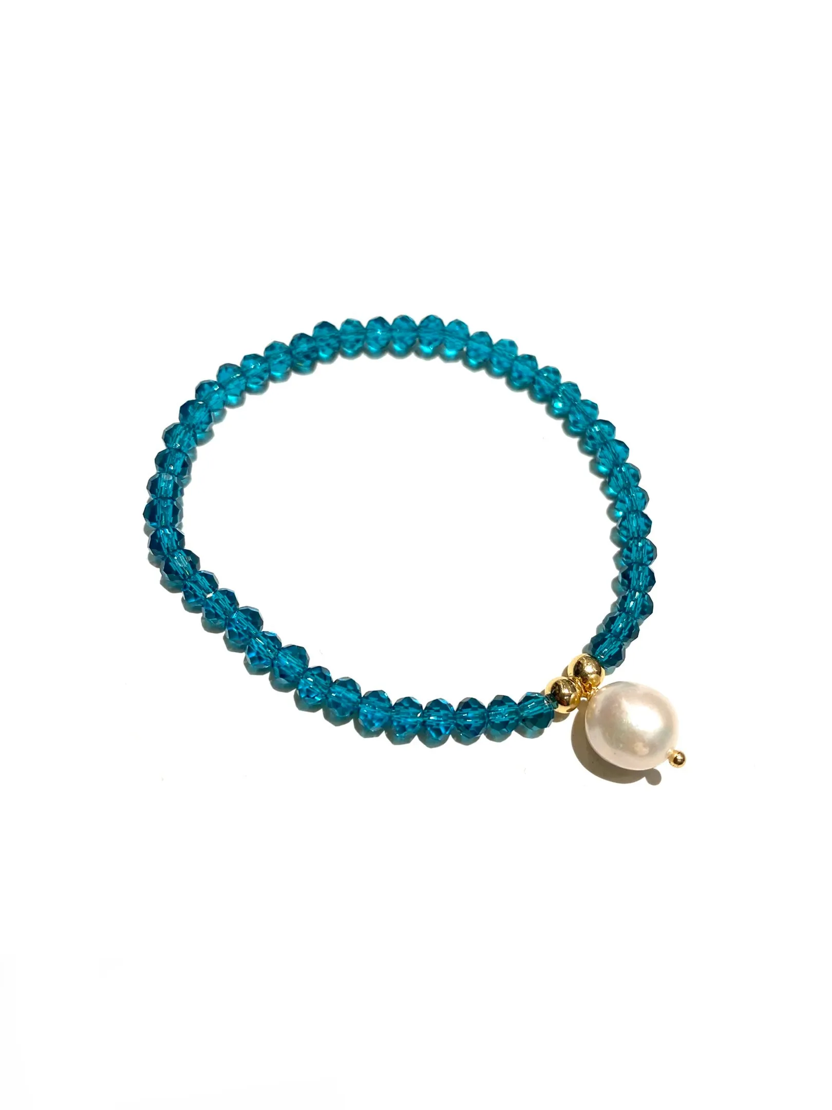 E-HC DESIGNS- Pearl Pendant with Crystals Elastic Bracelets (More colors available)