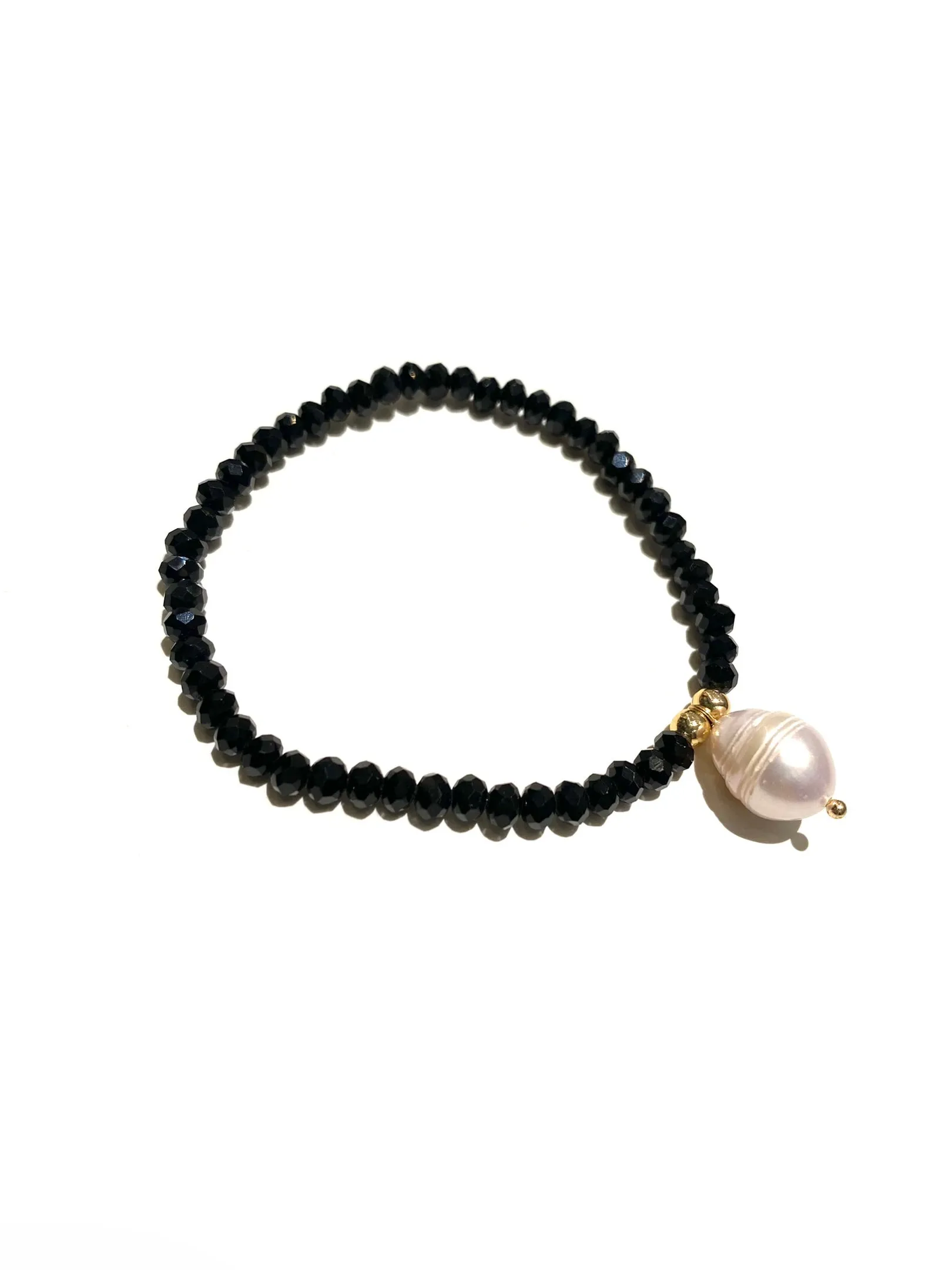 E-HC DESIGNS- Pearl Pendant with Crystals Elastic Bracelets (More colors available)