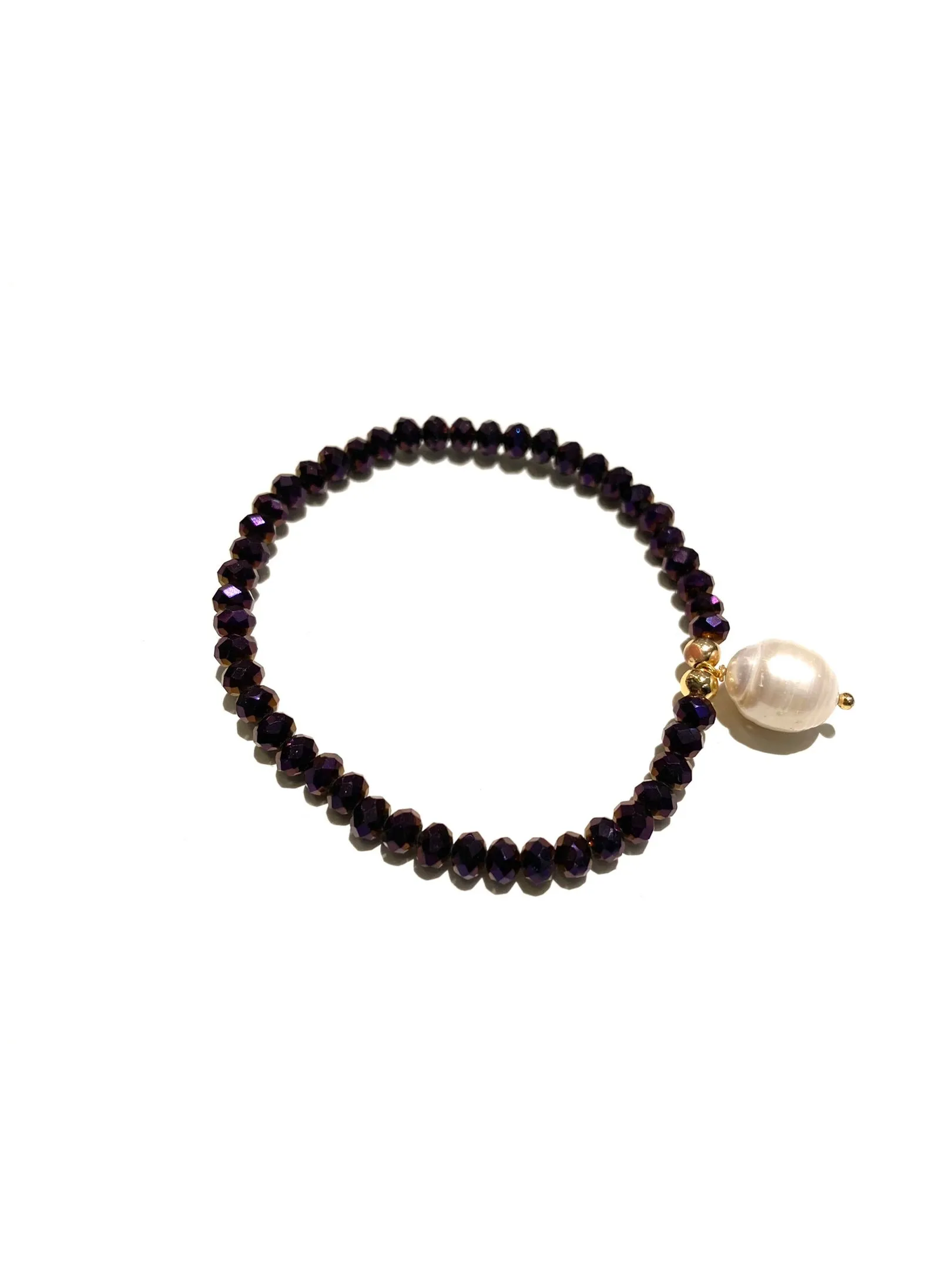 E-HC DESIGNS- Pearl Pendant with Crystals Elastic Bracelets (More colors available)