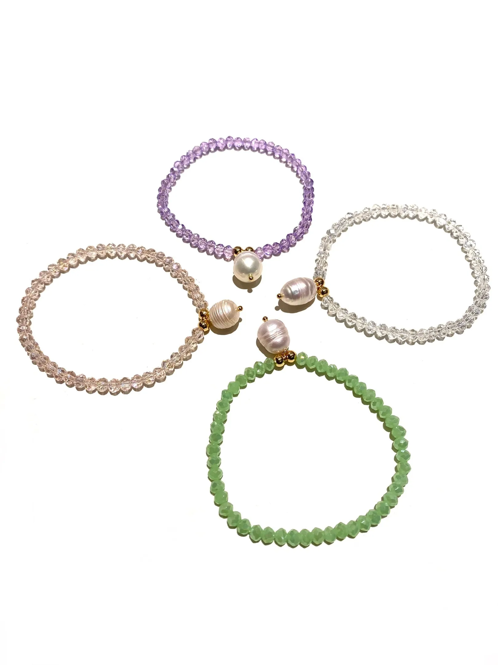 E-HC DESIGNS- Pearl Pendant with Crystals Elastic Bracelets (More colors available)