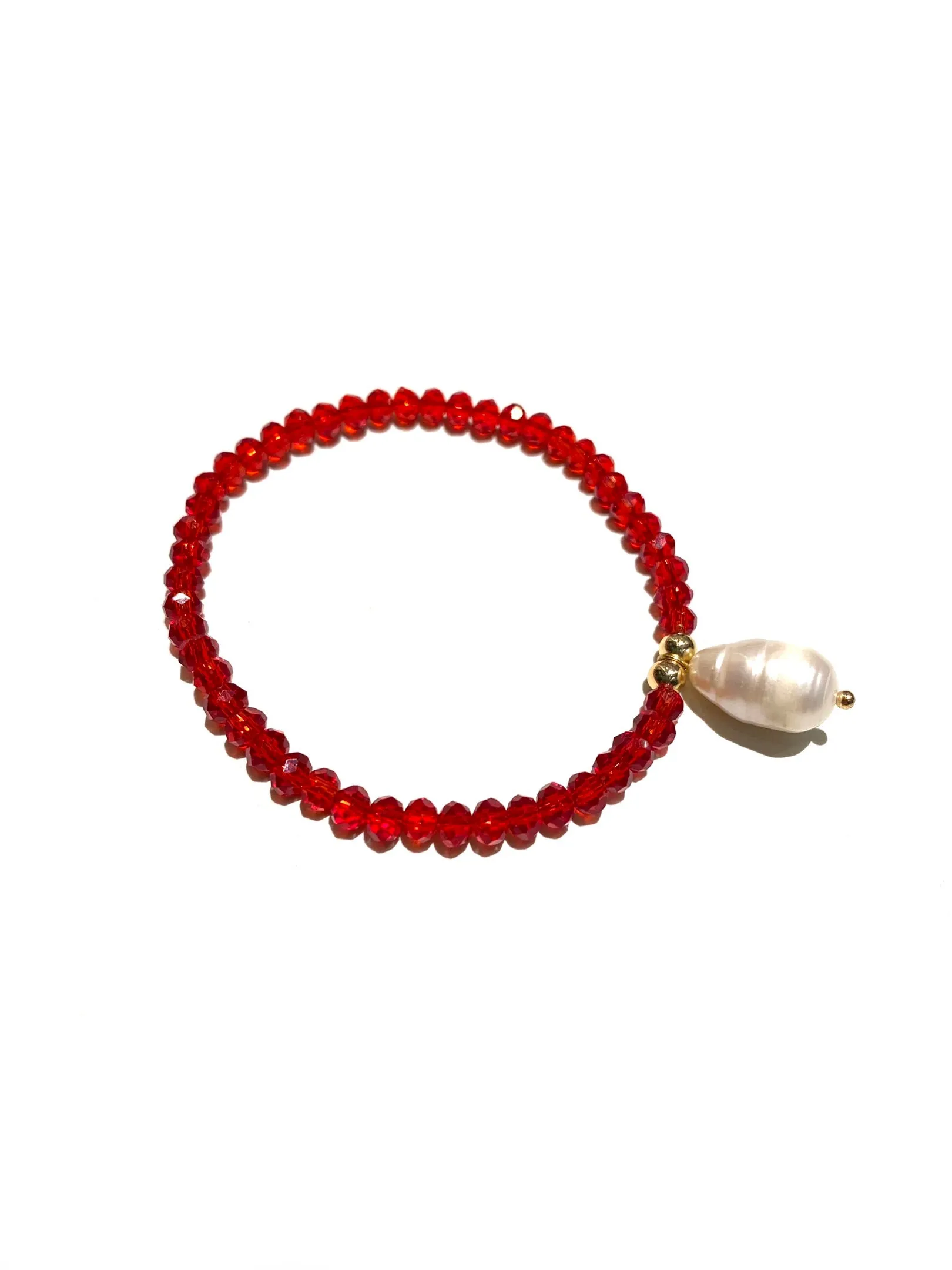 E-HC DESIGNS- Pearl Pendant with Crystals Elastic Bracelets (More colors available)
