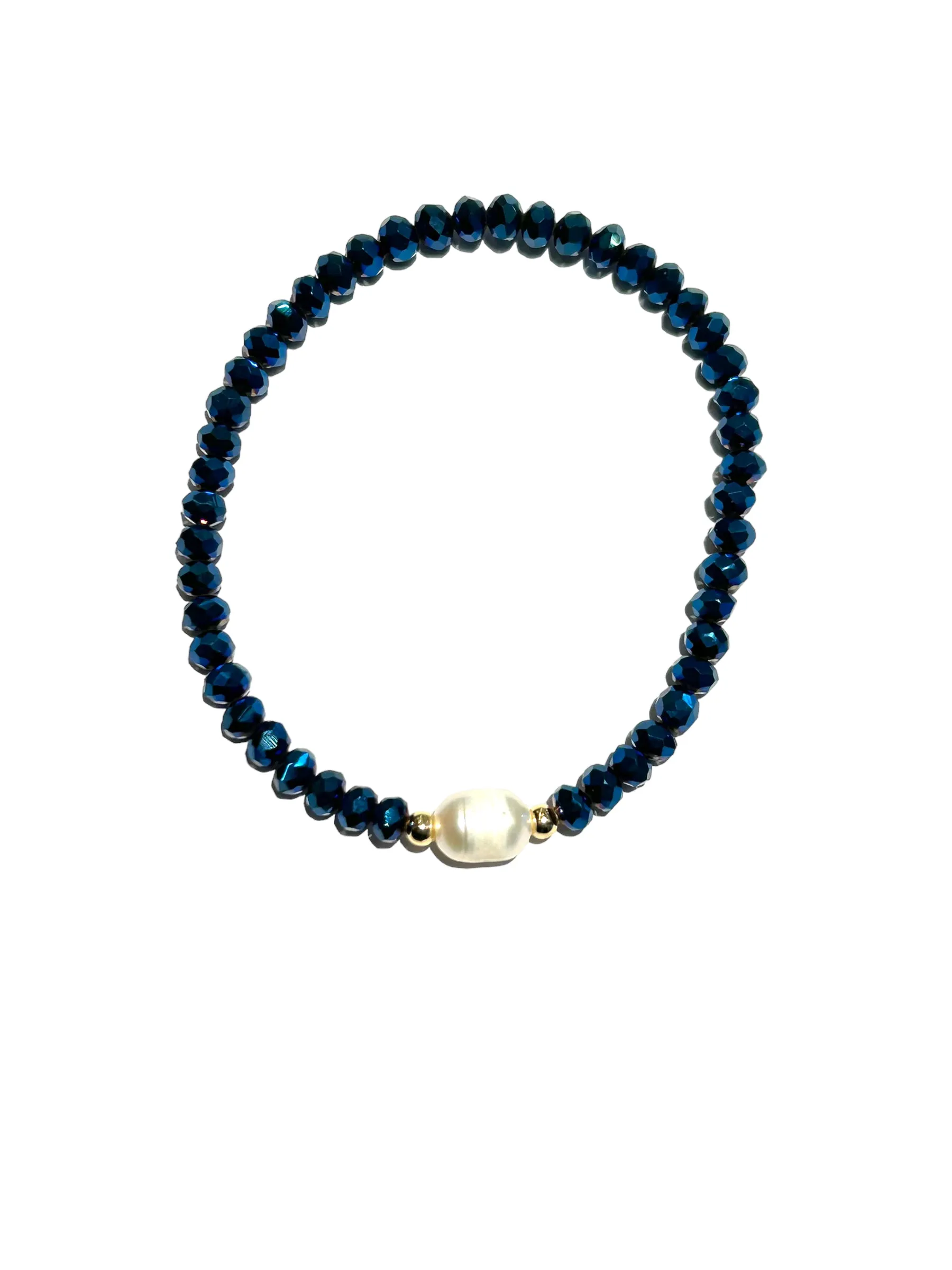 E-HC DESIGNS- Pearl with Crystals Elastic Bracelets (More colors available)