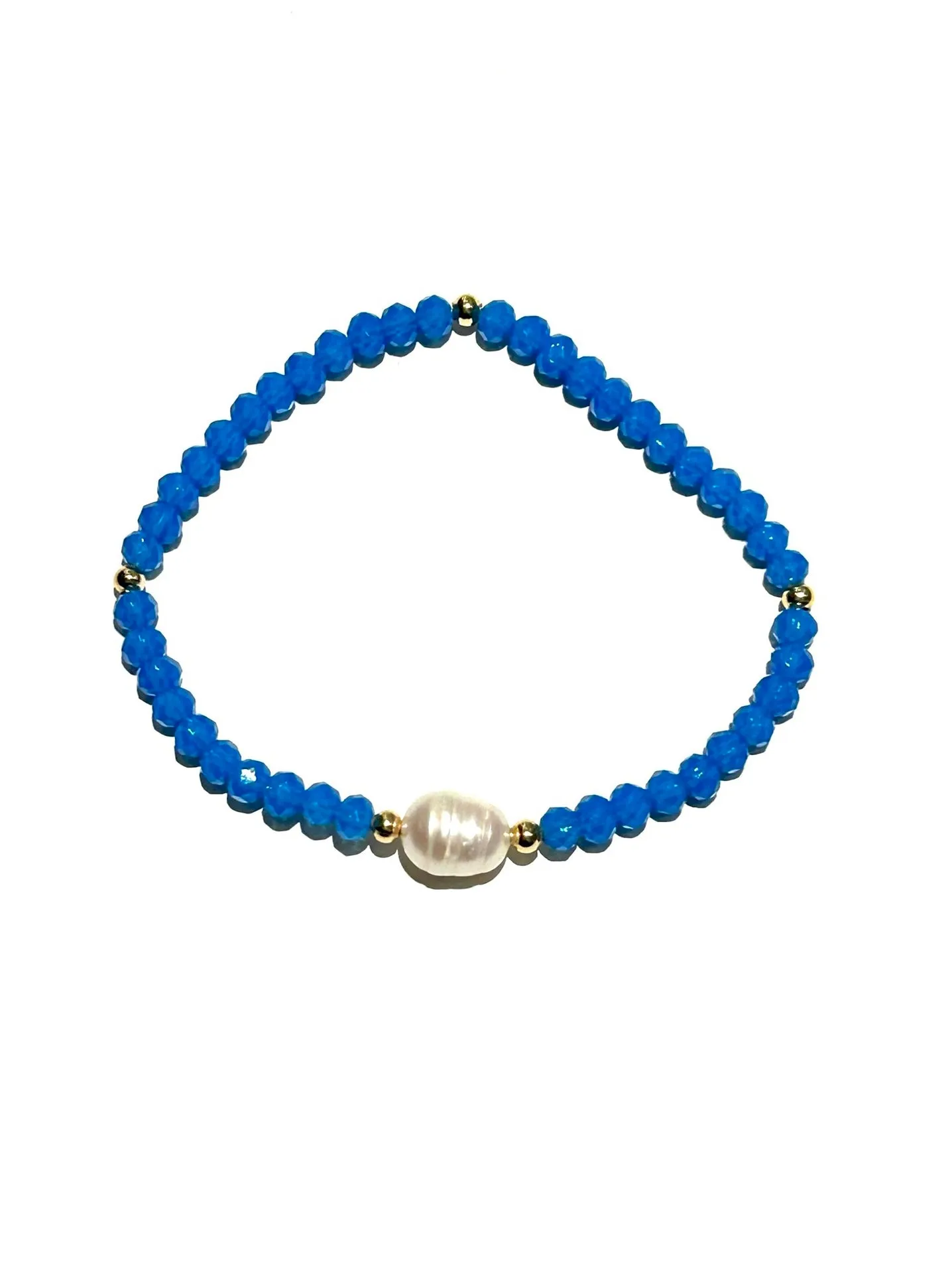 E-HC DESIGNS- Pearl with Crystals Elastic Bracelets (More colors available)