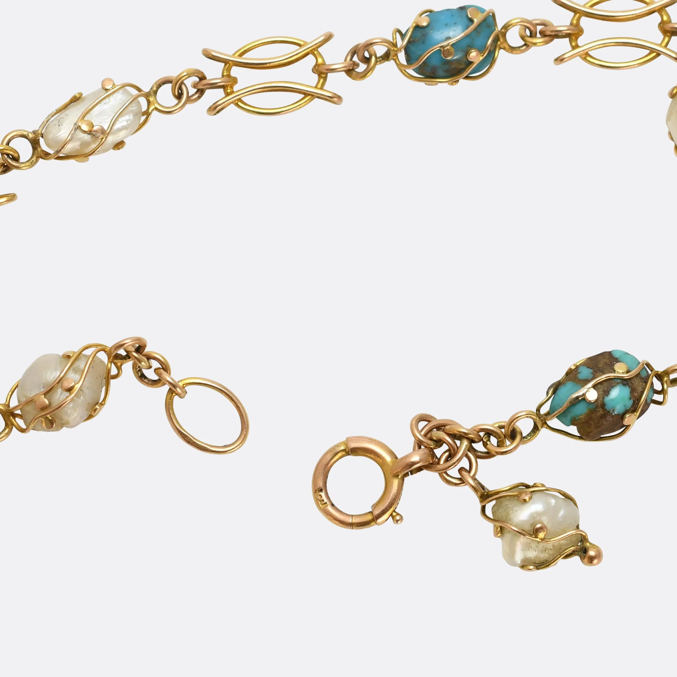 Edwardian Pearl & Turquoise Egg Bracelet