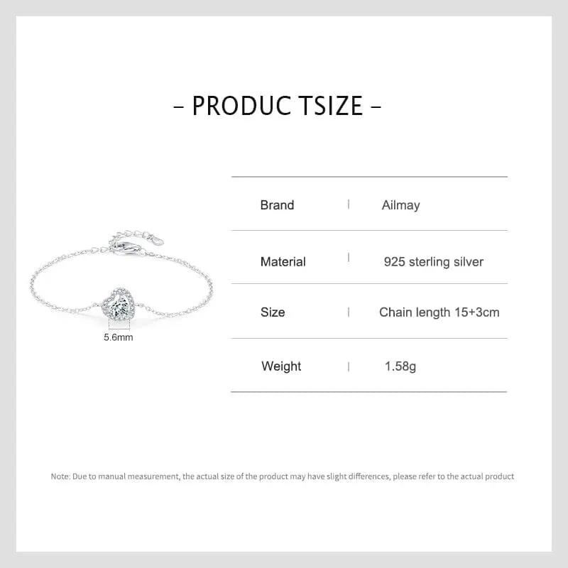Elegant Heart Zirconia Bracelet in Sterling Silver