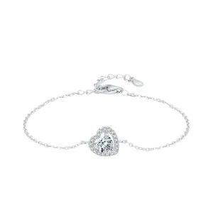 Elegant Heart Zirconia Bracelet in Sterling Silver