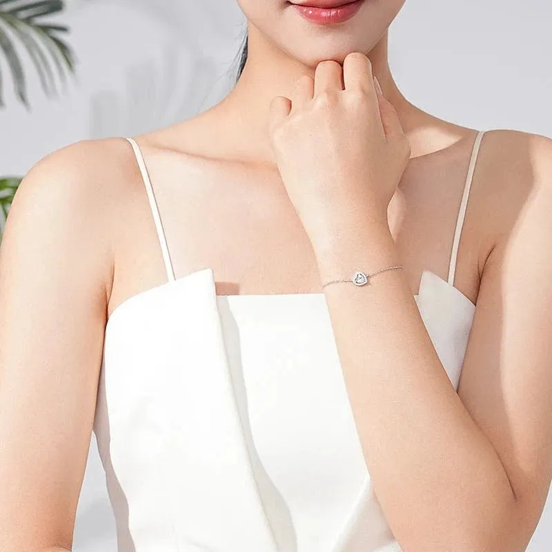 Elegant Heart Zirconia Bracelet in Sterling Silver