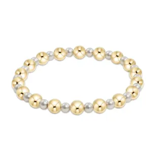 ENewton Pearl Grateful Pattern 4mm Bead Bracelet - 6mm Gold