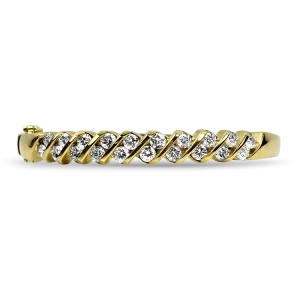 Estate 14k Yellow Gold Diamond Bangle Bracelet