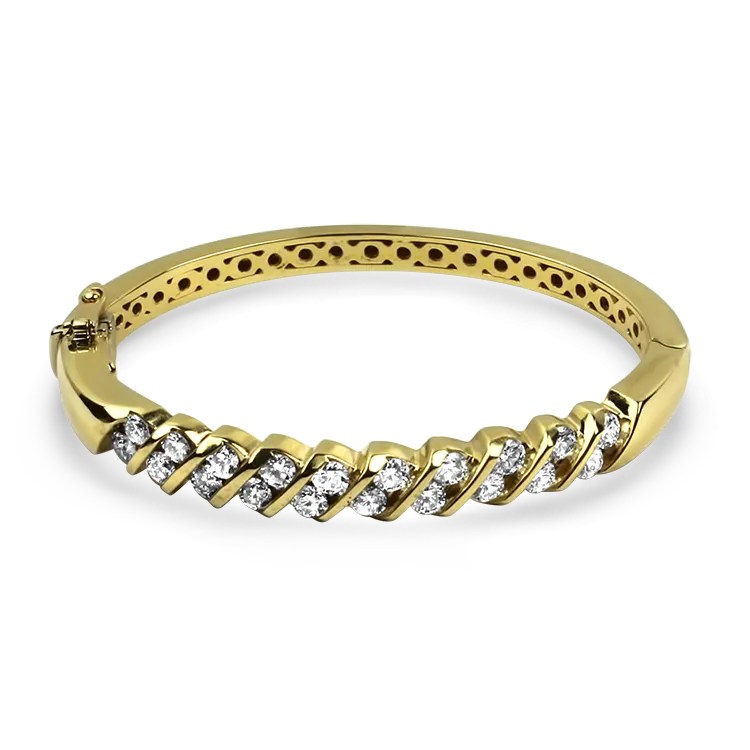 Estate 14k Yellow Gold Diamond Bangle Bracelet