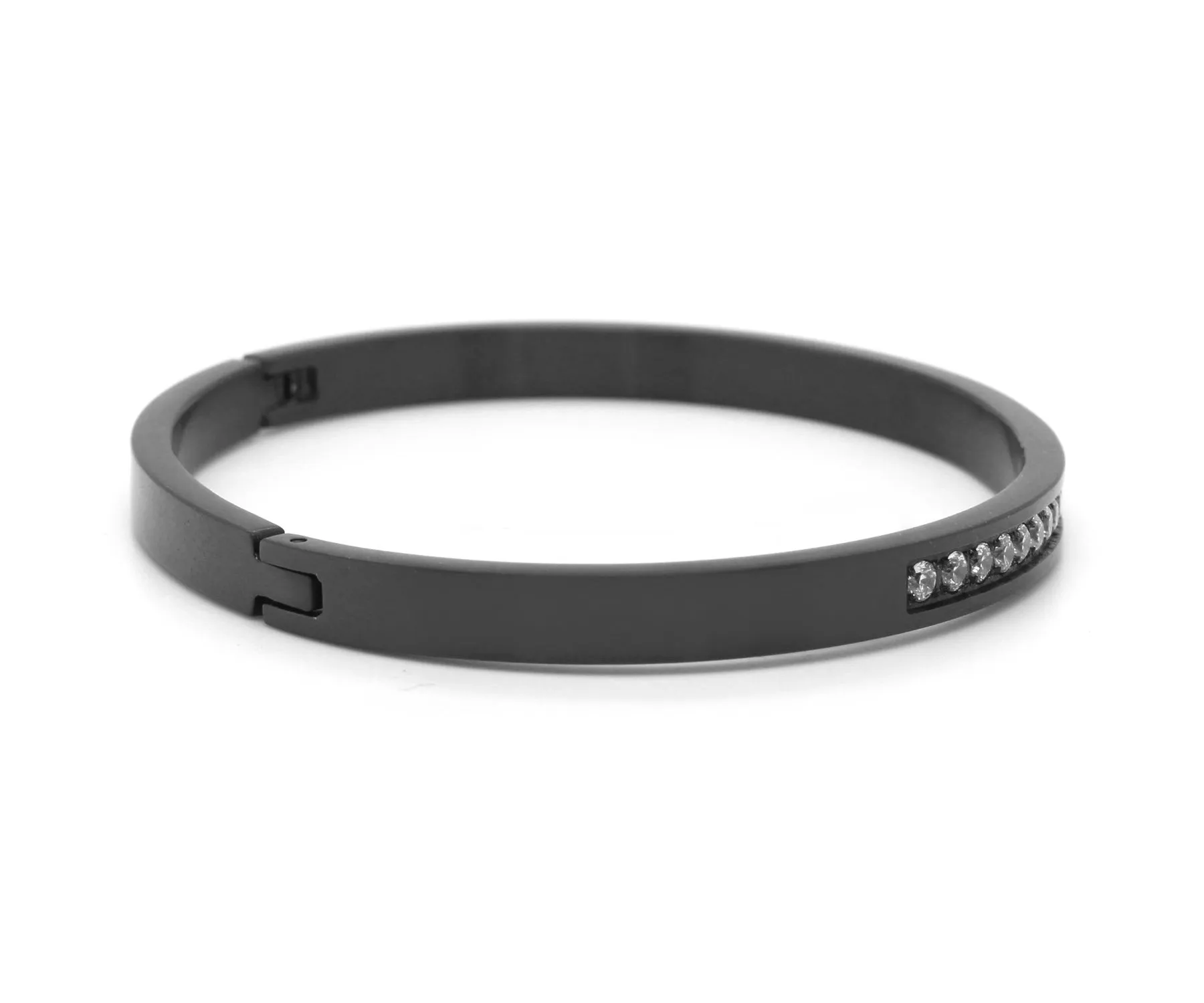 Eternity Pave Black Bangle Bracelet