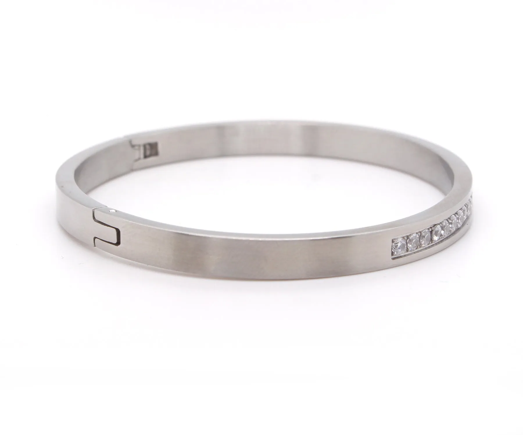 Eternity Pave Stainless Steel Bangle Bracelet