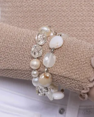 Everyday Essentials - White - Pearl and Bead Paparazzi Stretchy Bracelet