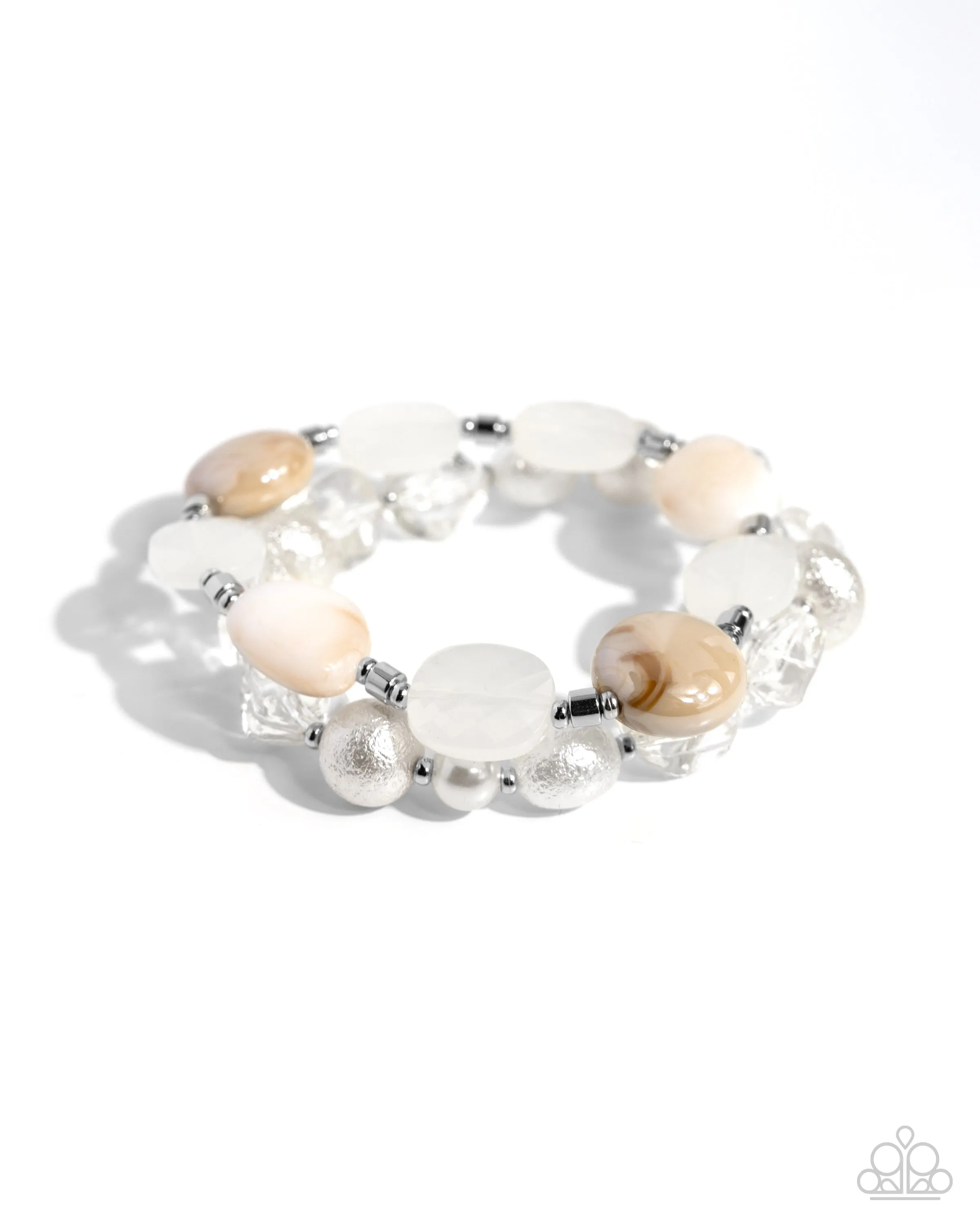 Everyday Essentials - White - Pearl and Bead Paparazzi Stretchy Bracelet
