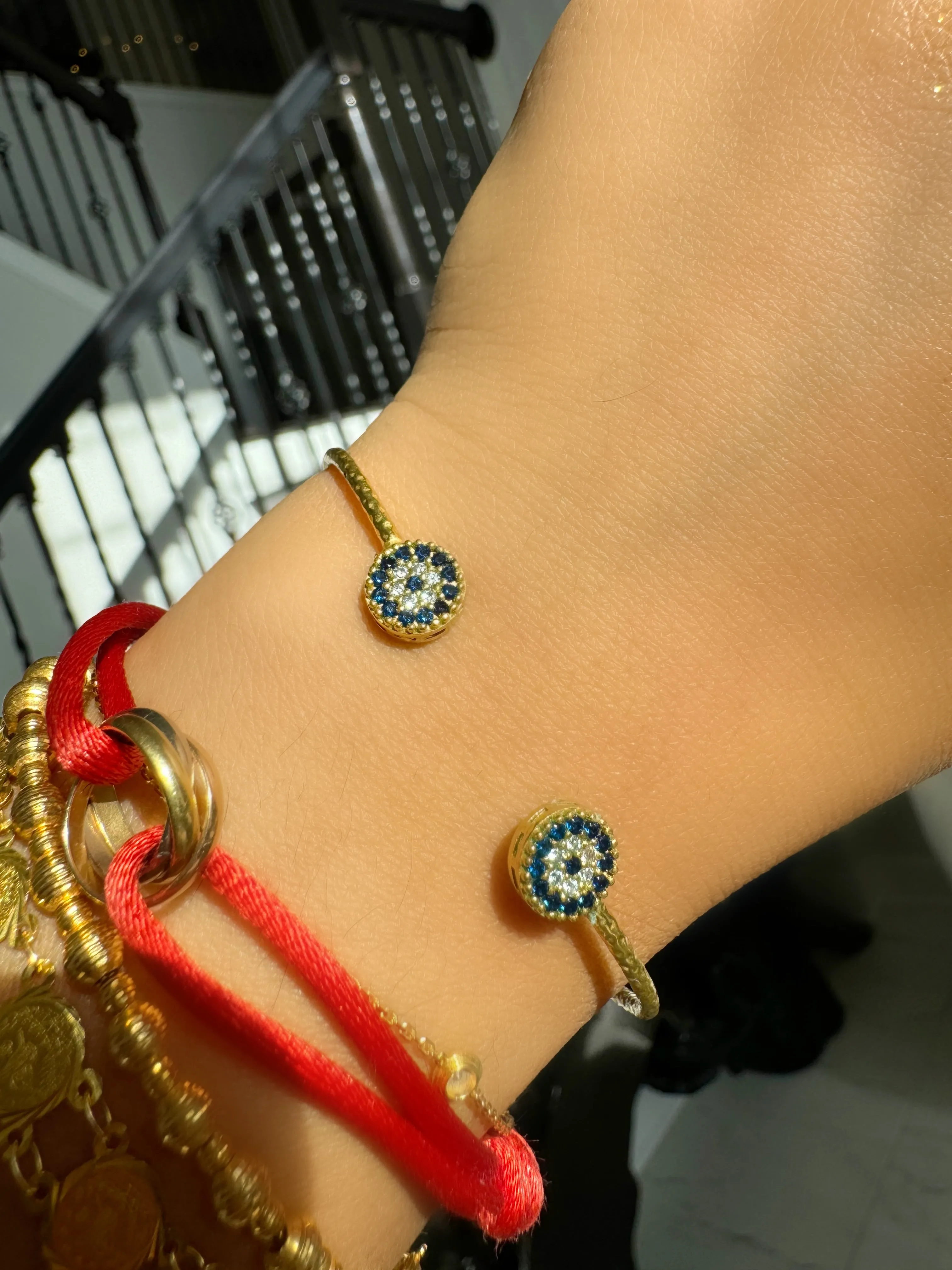 Evil Eye Royal Blue Crystal Gold Vintage Bazaar Bracelets