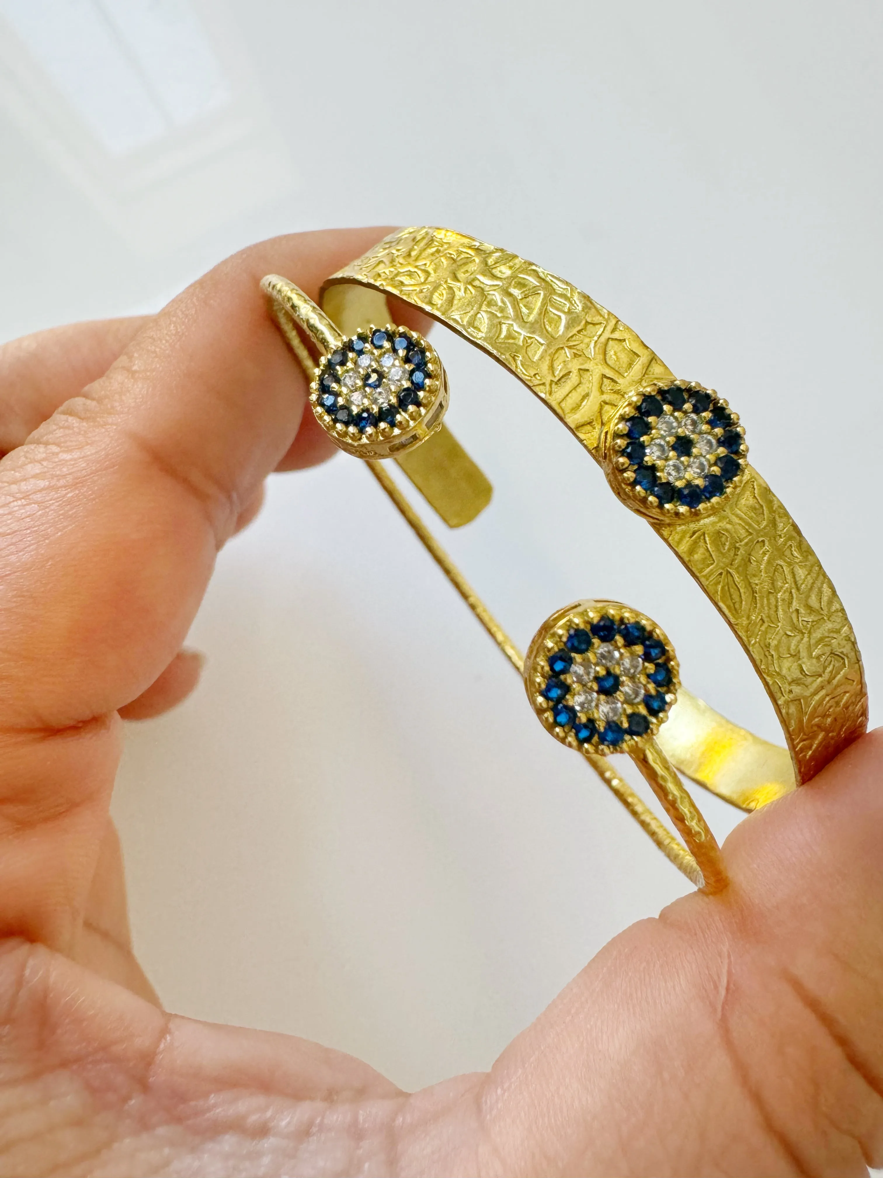 Evil Eye Royal Blue Crystal Gold Vintage Bazaar Bracelets