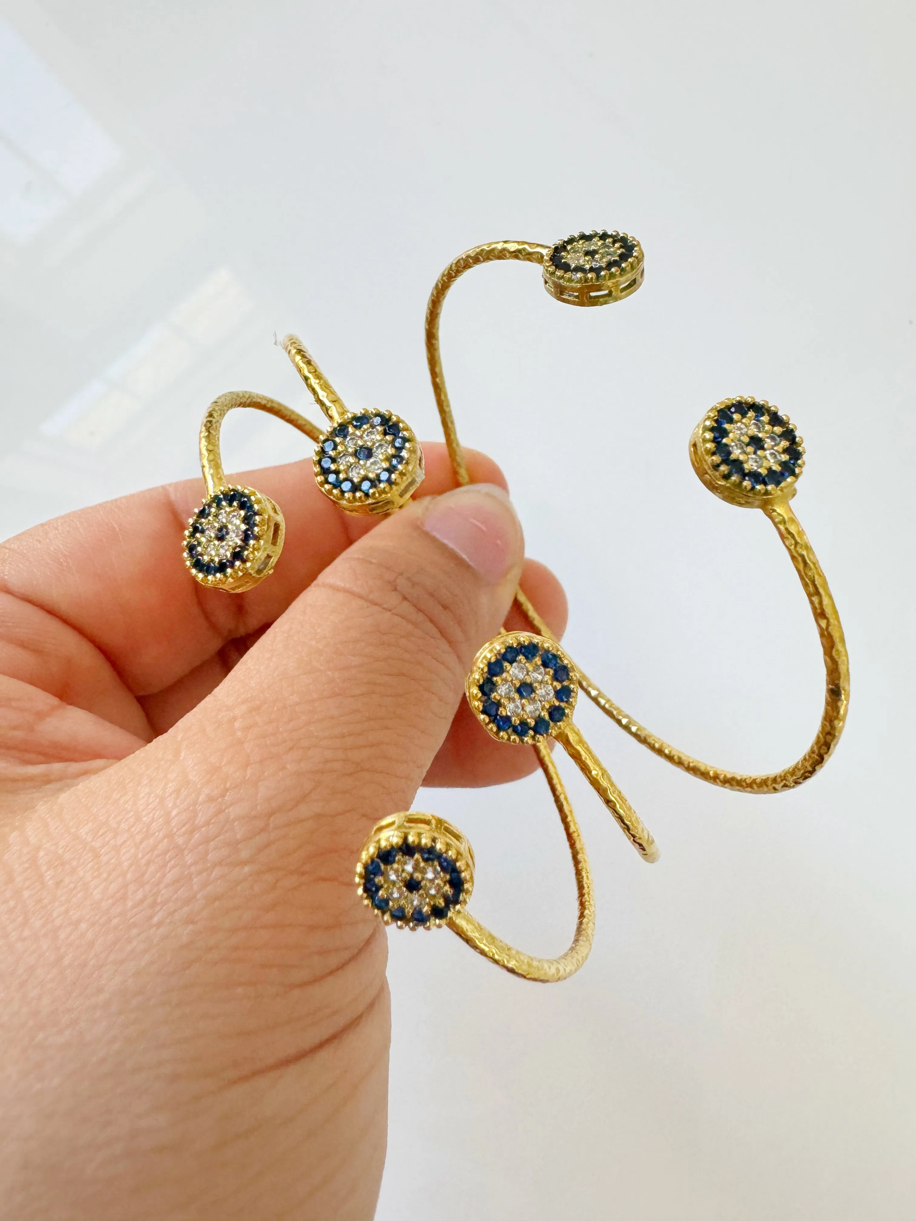 Evil Eye Royal Blue Crystal Gold Vintage Bazaar Bracelets
