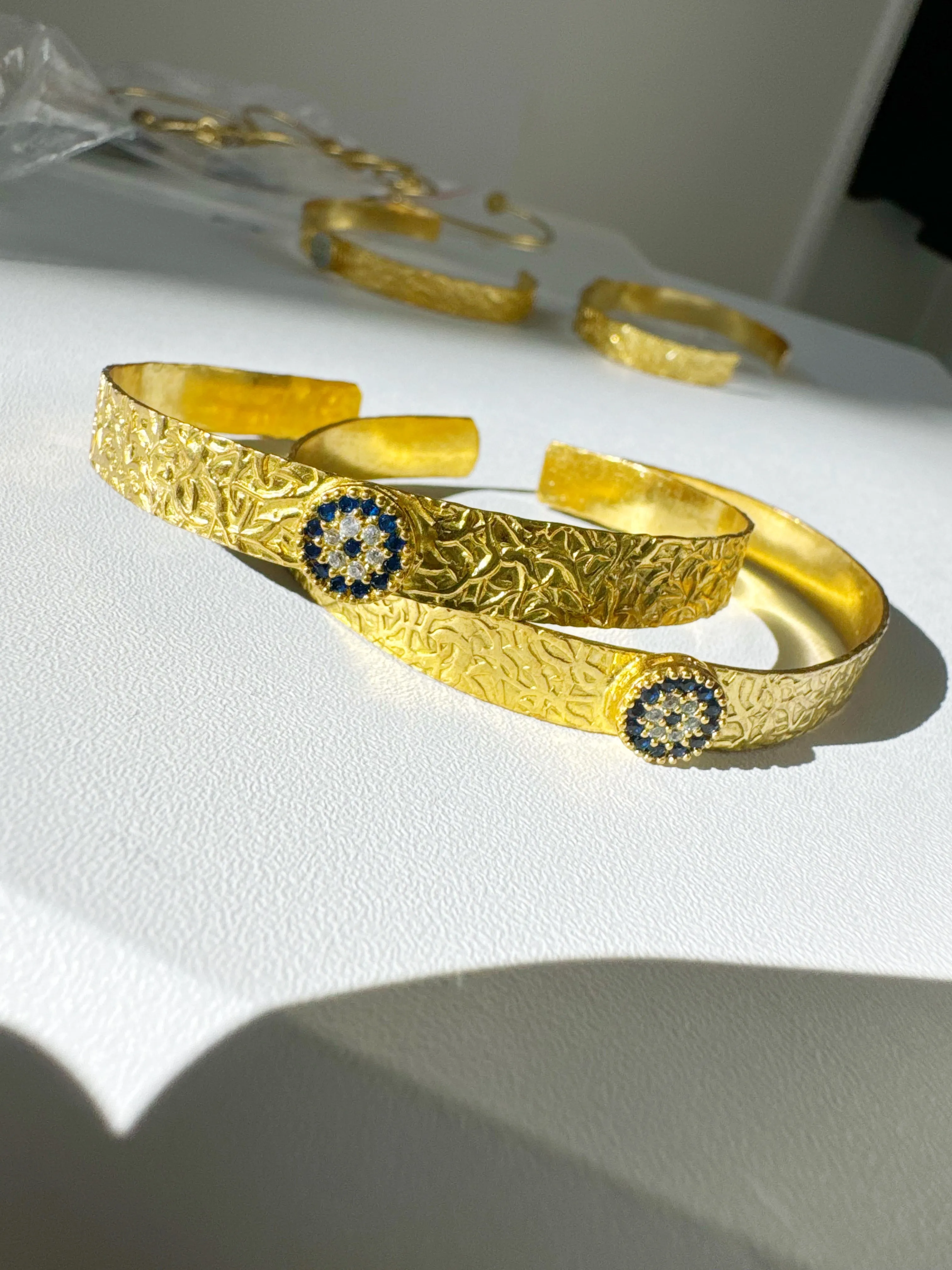 Evil Eye Royal Blue Crystal Gold Vintage Bazaar Bracelets