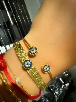 Evil Eye Royal Blue Crystal Gold Vintage Bazaar Bracelets