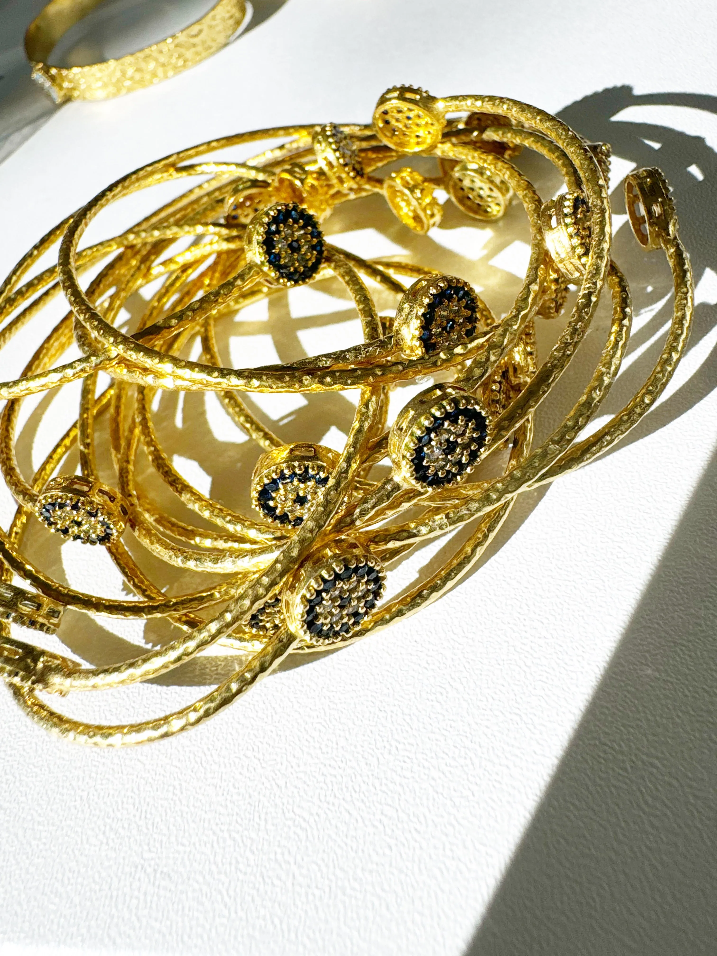 Evil Eye Royal Blue Crystal Gold Vintage Bazaar Bracelets