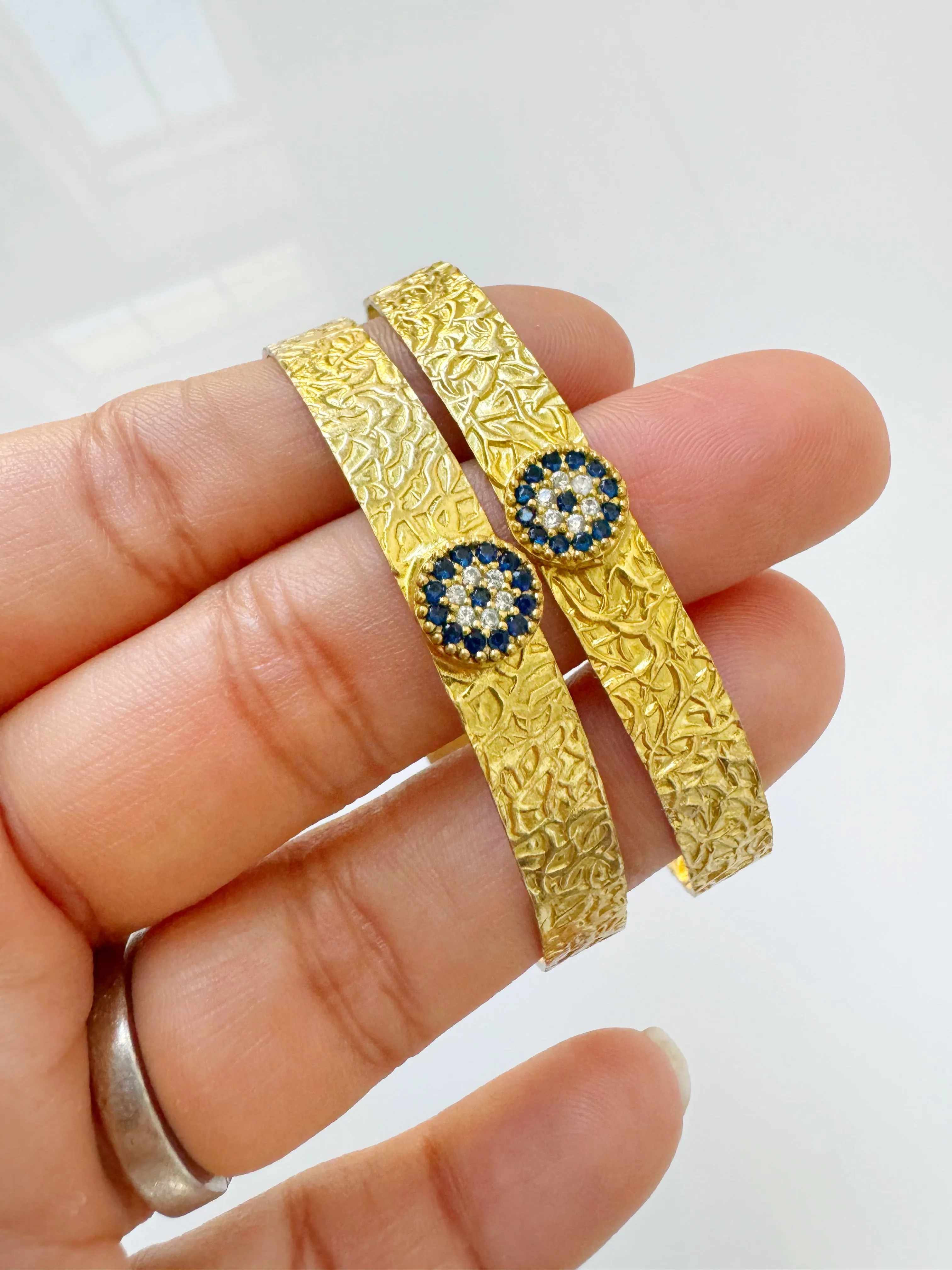 Evil Eye Royal Blue Crystal Gold Vintage Bazaar Bracelets