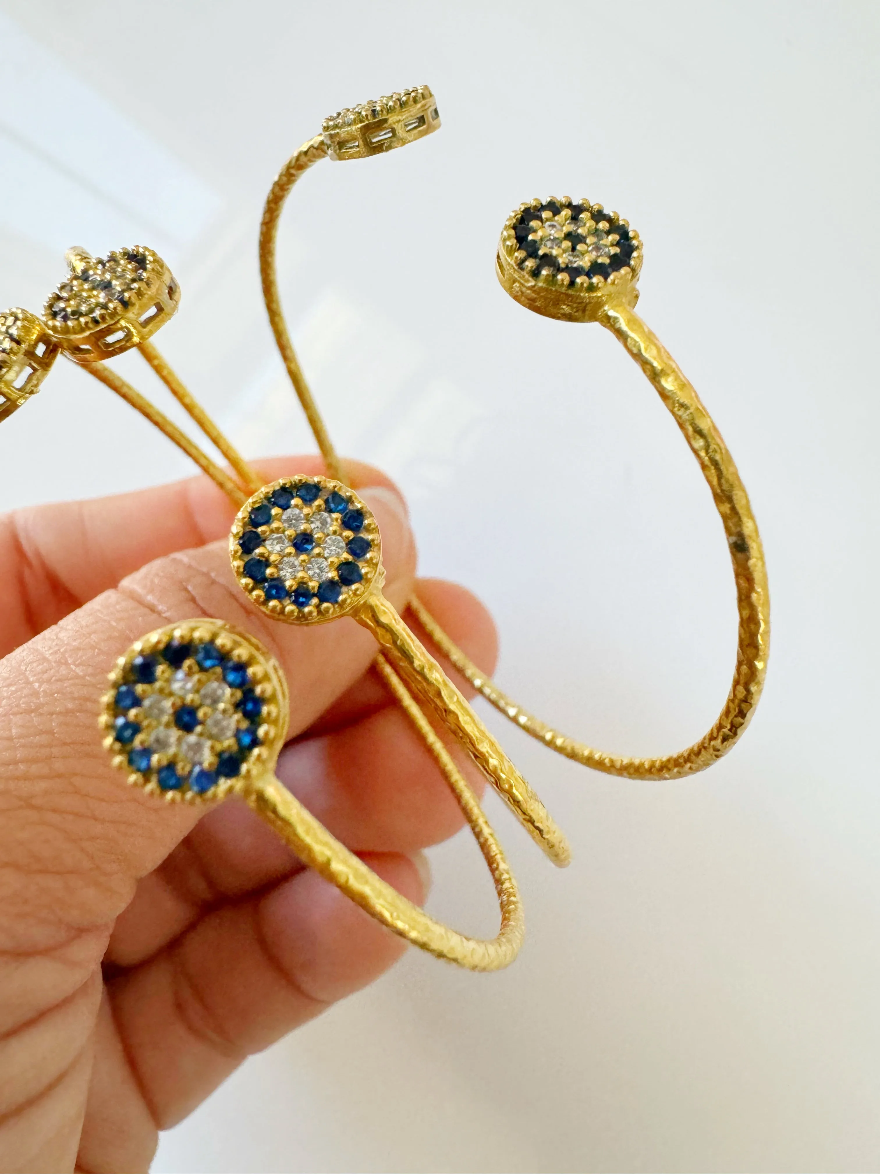 Evil Eye Royal Blue Crystal Gold Vintage Bazaar Bracelets