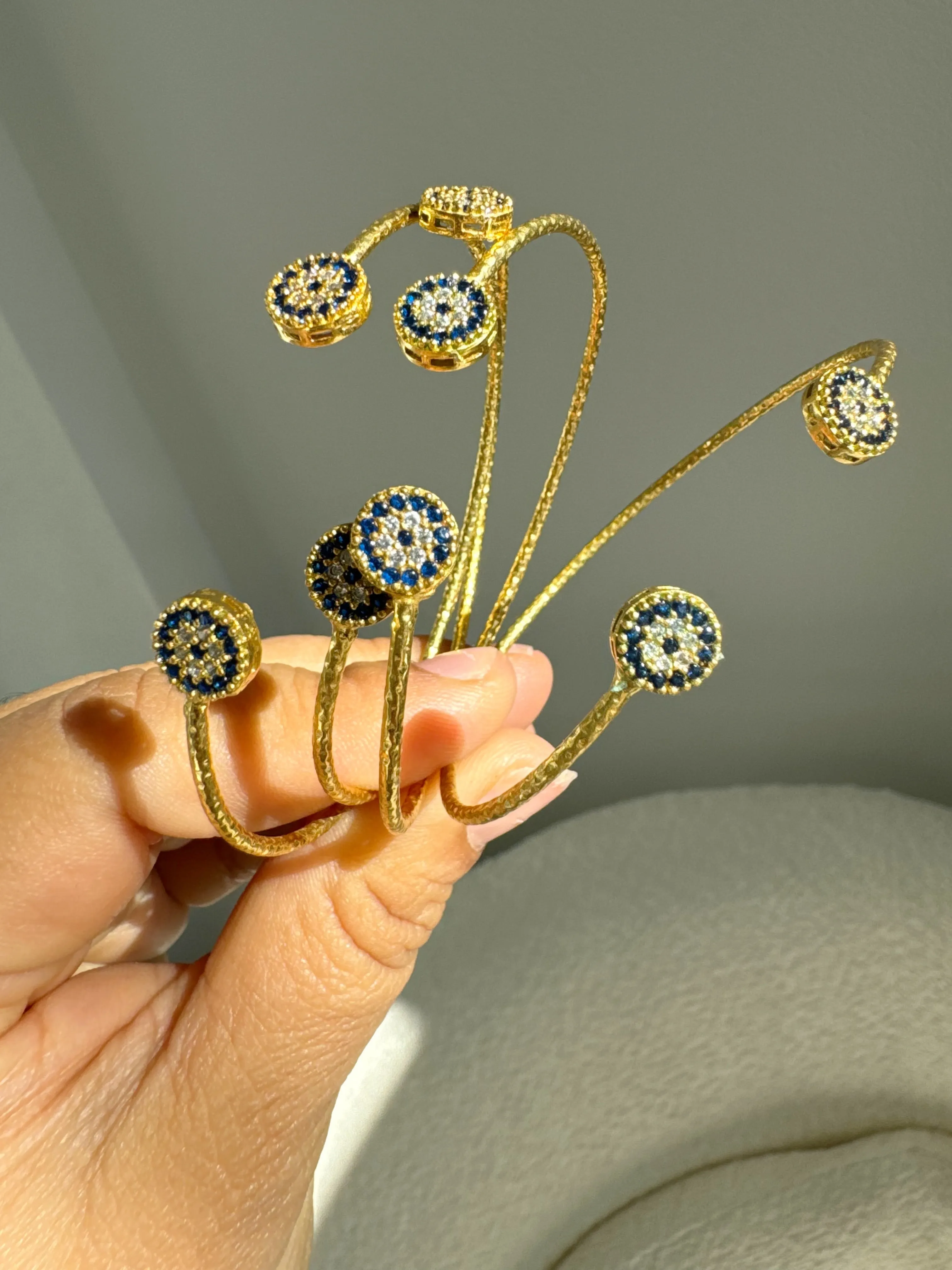 Evil Eye Royal Blue Crystal Gold Vintage Bazaar Bracelets