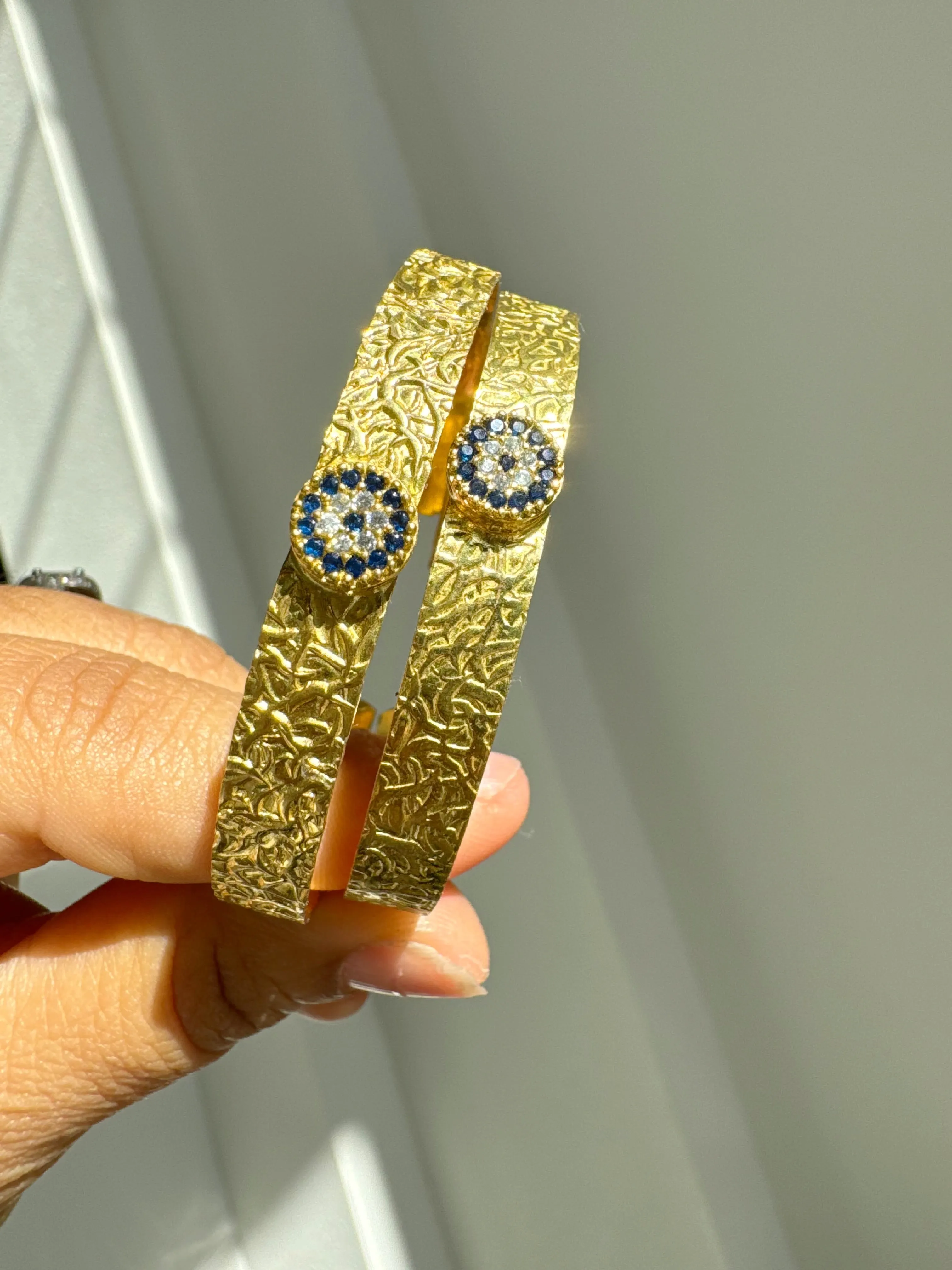 Evil Eye Royal Blue Crystal Gold Vintage Bazaar Bracelets