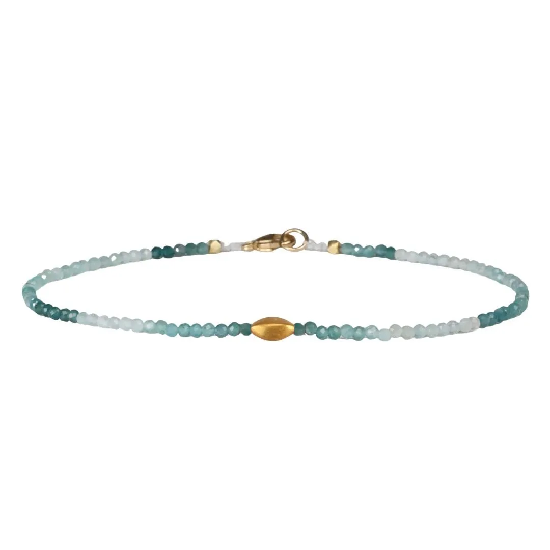 Faceted Grandidierite Beaded Bracelet with 18K Marquise Bead