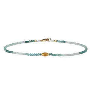 Faceted Grandidierite Beaded Bracelet with 18K Marquise Bead