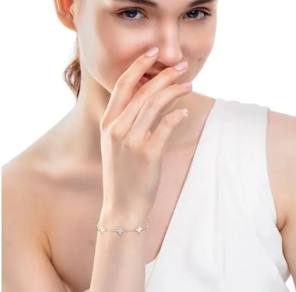 Farah Khan 18K Yellow Gold White Ceramic Station Bracelet