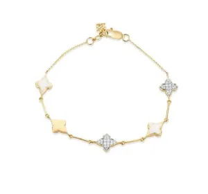Farah Khan 18K Yellow Gold White Ceramic Station Bracelet
