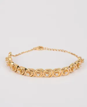 Fashionable Stone Studded Silver Bracelet.