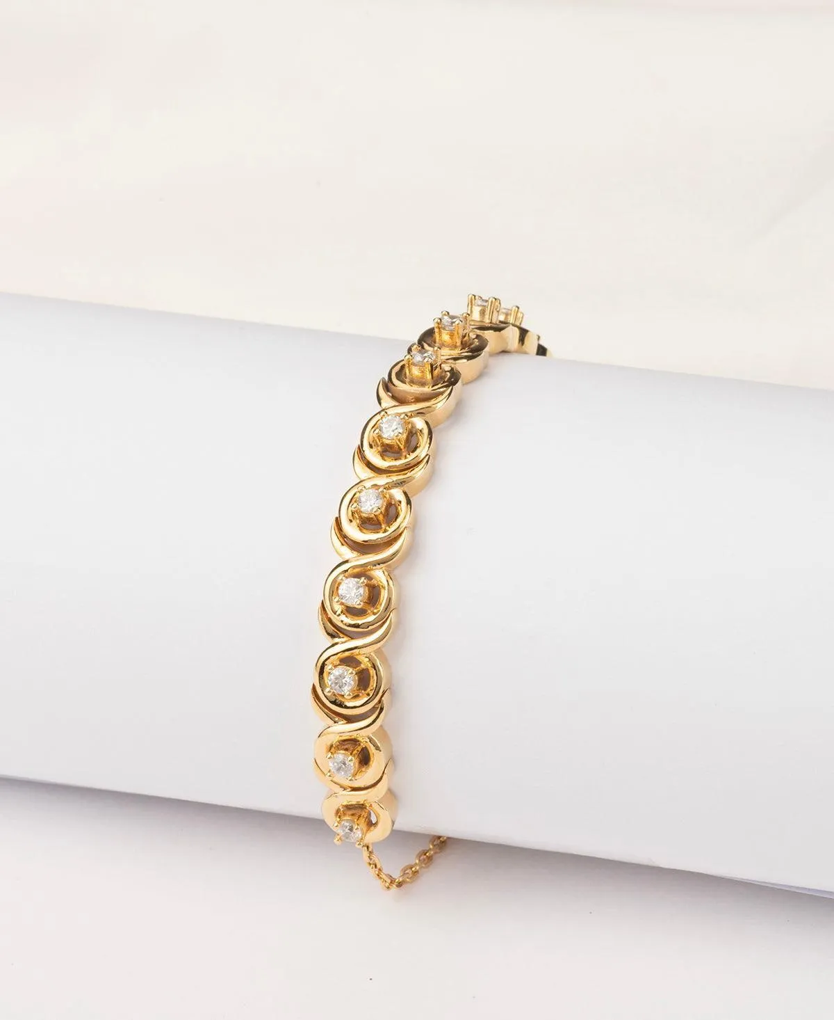 Fashionable Stone Studded Silver Bracelet.