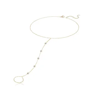 Five Round Bezel Diamond Hand Chain