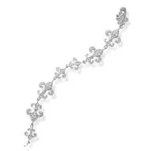 Fleur De Lis Link Bracelet 7.5" Sterling Silver