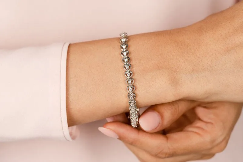 Floating Diamond Heart Diamond Bracelet with 0.82 ct.(finished) 1.5mm