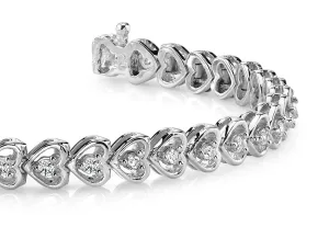 Floating Diamond Heart Diamond Bracelet with 0.82 ct.(finished) 1.5mm
