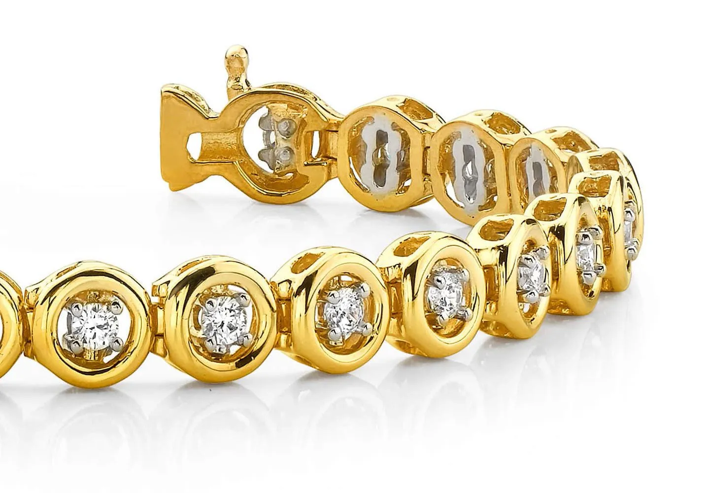 Floating Diamond Round Link Lab-Grown Diamond Bracelet with 1.50 ct.(finished) 2.75mm