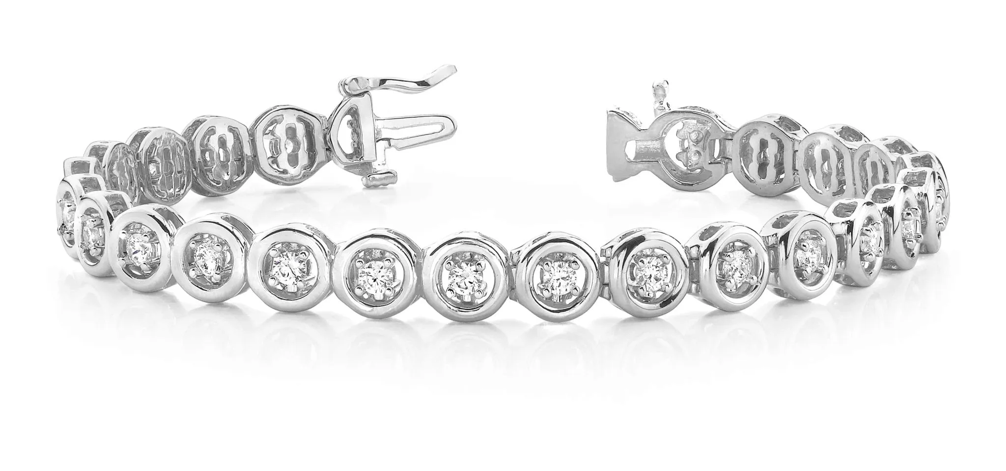 Floating Diamond Round Link Lab-Grown Diamond Bracelet with 1.50 ct.(finished) 2.75mm