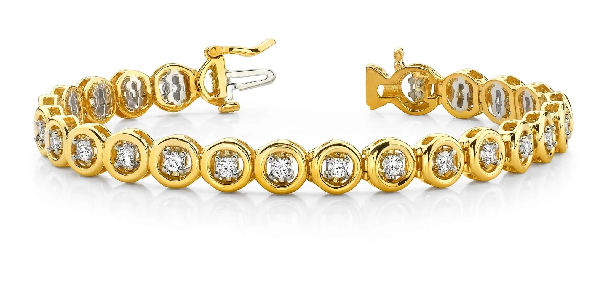 Floating Diamond Round Link Lab-Grown Diamond Bracelet with 1.50 ct.(finished) 2.75mm