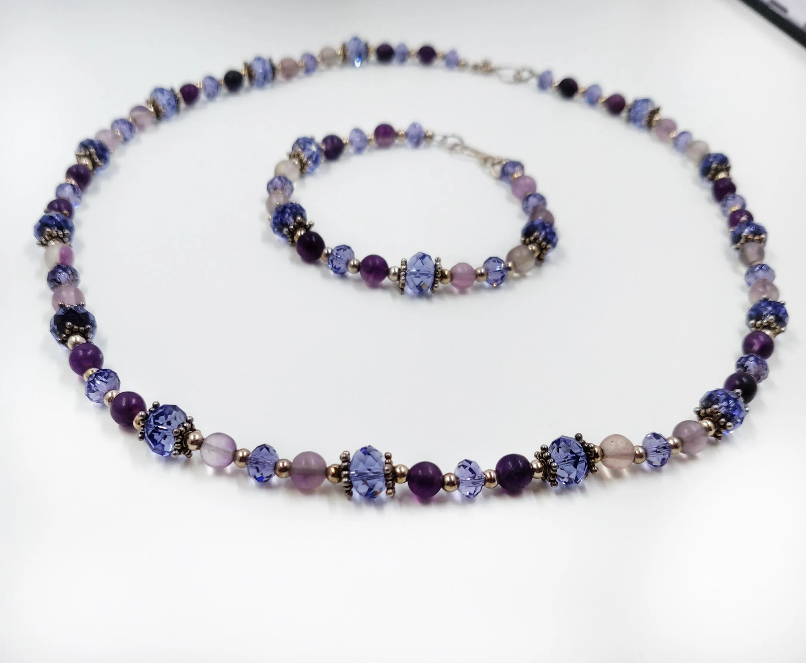 Flourite Necklace and Bracelet Set