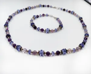 Flourite Necklace and Bracelet Set