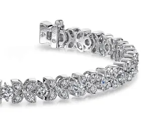 Flower Diamond Bracelet with 4.16 ct.(finished) 1.6mm, 1.7mm, 3mm